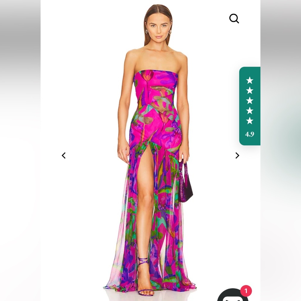 Elegant Strapless Floral Maxi Dress